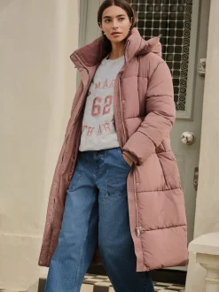 Rose rose - Manteau long rembourré imperméable