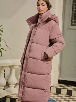 Rose rose - Manteau long rembourré imperméable