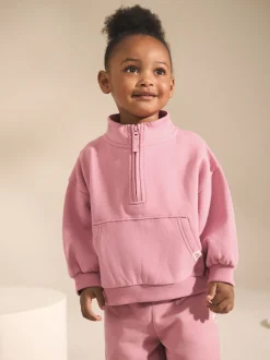Rose rose - Sweat-shirt à col zippé (3mois-7ans)