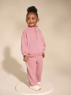 Rose rose - Sweat-shirt à col zippé (3mois-7ans)