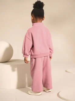 Rose rose - Sweat-shirt à col zippé (3mois-7ans)