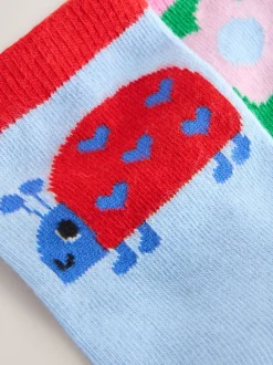 Rose rouge et vert - Lot de 5 paires de chaussettes en coton riche en Character