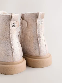 Rose scintillant - Bottines à lacets