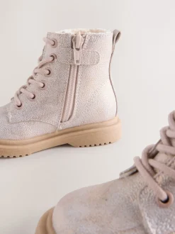 Rose scintillant - Bottines à lacets