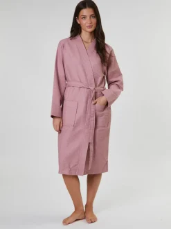 Rose sombre - Peignoir gaufré Loungeable 100% coton