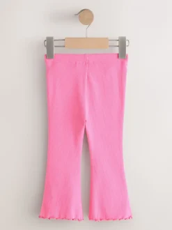 Rose sucre vif - Leggings évasés à côtes (3mths-7yrs)
