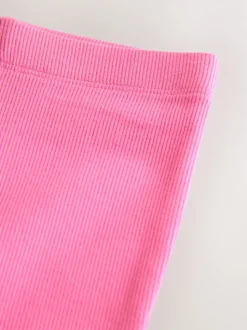 Rose sucre vif - Leggings évasés à côtes (3mths-7yrs)