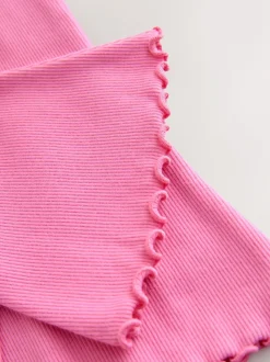 Rose sucre vif - Leggings évasés à côtes (3mths-7yrs)