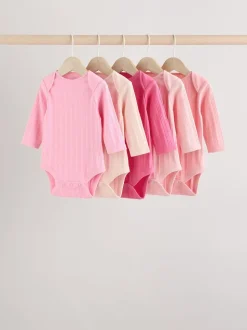 Rose vif - Lot de 5 bodies à manches longues pour bébé