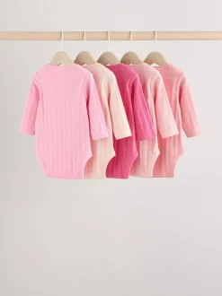 Rose vif - Lot de 5 bodies à manches longues pour bébé