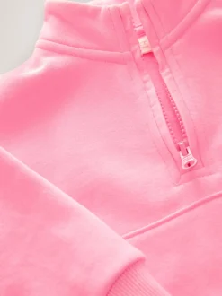 Rose vif - Sweat-shirt à col zippé (3mois-7ans)