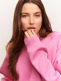 Rose vif - Sweat-shirt épais décontracté à Col rond