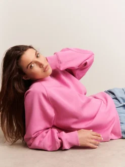 Rose vif - Sweat-shirt épais décontracté à Col rond