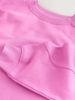 Rose vif - Sweat-shirt épais décontracté à Col rond