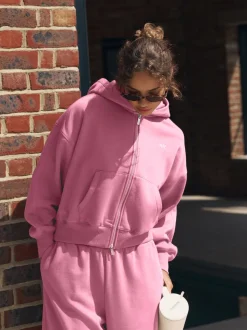 Rose vif - Veste zippée à capuche