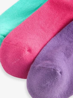 Rose, violet et bleu canard Bleu Personnage - Lot de 3 paires de chaussettes de sport pour l'école enrichies en coton matelassées