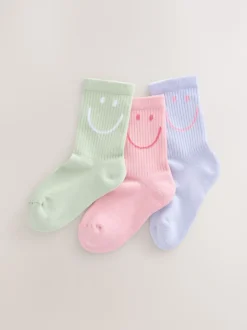 Rose, Violet et Vert - Lot de 3 paires de chaussettes de sport pour l'école enrichies en coton matelassées