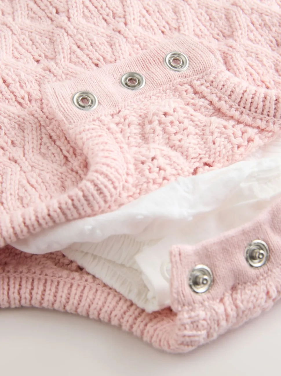 Rose/Blanc - Ensemble 3 pièces Bébé avec barboteuse et salopettes en maille et collants (0mois -2ans)