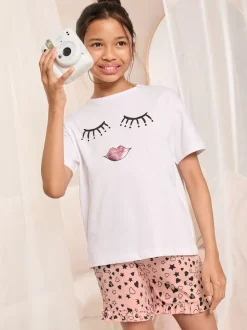 Rose/Blanc - Lipsy pyjama imprimé en jersey de coton (5-16ans)