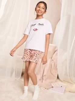 Rose/Blanc - Lipsy pyjama imprimé en jersey de coton (5-16ans)