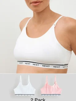 Rose/Blanc - Maternité Allaitement Raccourci Ultimate Comfort Hauts 2 Pack