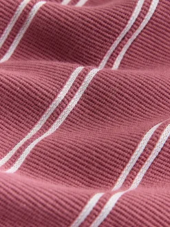 Rose/Blanc - Polo à rayures verticales