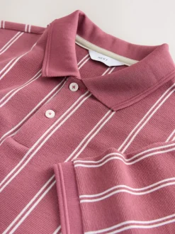 Rose/Blanc - Polo à rayures verticales