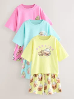 Rose/Bleu - Lot de 3 pyjamas (3-16ans)