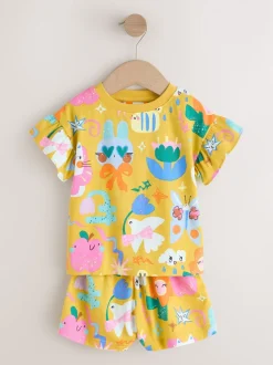 Rose/Bleu chat/Imprimé Fleuri - Pyjama court 3 Pack (9mois-12ans)