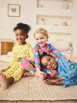 Rose/Bleu Fleuri Vif - Lot de 3 pyjamas Snuggle (9mois-16ans)