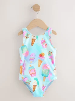 Rose/bleu motif crème - Maillot de bain (3mths-10yrs)