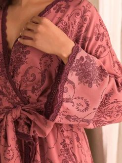 Rose/Bourgogne - Peignoir Laura Ashley Josette