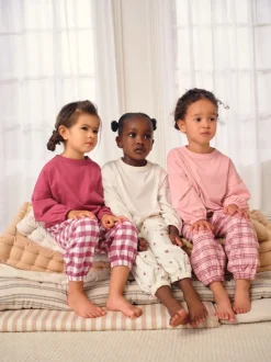 Rose/Crème À carreaux - Pantalon de pyjama tissé, lot de 3 (9mois-10ans)