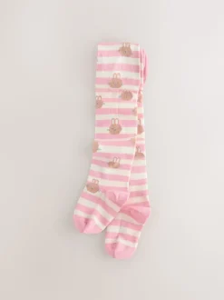 Rose/Crème - Collants en coton majoritaire motif lapin Personnage