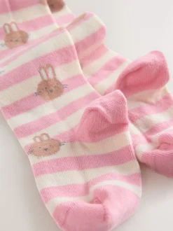 Rose/Crème - Collants en coton majoritaire motif lapin Personnage