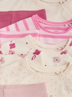 Rose/crème fleur - Ensemble Bébé Manches longues et Leggings 8 Pieces (0mois-2ans)