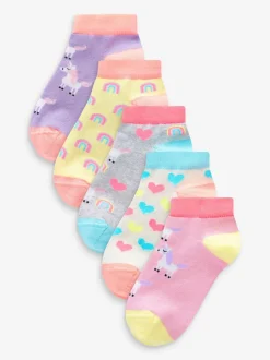 Rose/gris/violet - 5 Lot de chaussettes de sport en coton riche en licorne Character