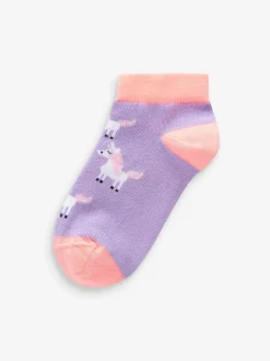 Rose/gris/violet - 5 Lot de chaussettes de sport en coton riche en licorne Character