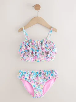 Rose/Jaune Ditsy Fleuri - Bikini à volants (3-16ans)