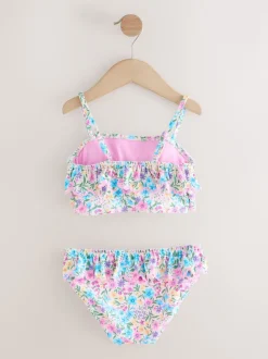 Rose/Jaune Ditsy Fleuri - Bikini à volants (3-16ans)
