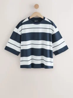 Rose/Kaki/Rayure - Lot 3 t-shirts col ras du cou 100% coton longueur coude