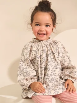 Rose/neutre - Hauts brodés à manches longues (3mois-7ans)