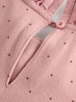 Rose/neutre - Hauts brodés à manches longues (3mois-7ans)