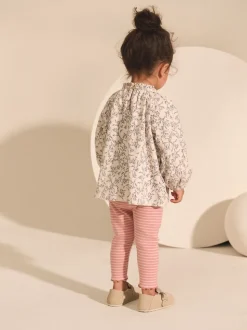 Rose/neutre - Hauts brodés à manches longues (3mois-7ans)