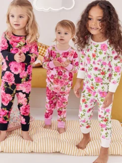 Rose/Noir - Lot de 3 pyjamas Snuggle (9mois-16ans)