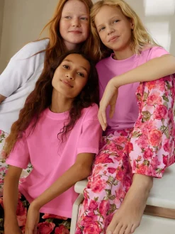 Rose/Noir - Lot de 3 pyjamas fleuris (3-16ans)