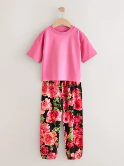 Rose/Noir - Lot de 3 pyjamas fleuris (3-16ans)