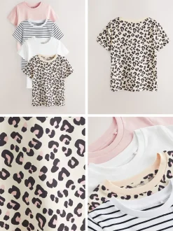 Rose/rayure/Animal - Pack T-shirt 4 (3-16ans)