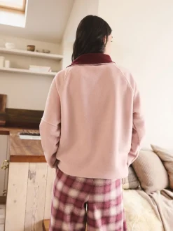 Rose/rouge bordeaux - Polaire graphique à demi-zippée