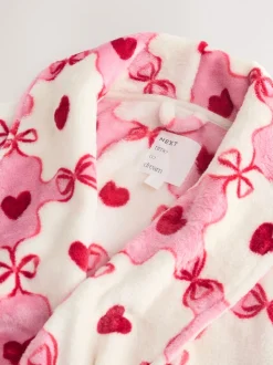 Rose/rouge motif cœurs - Peignoir ultra-doux